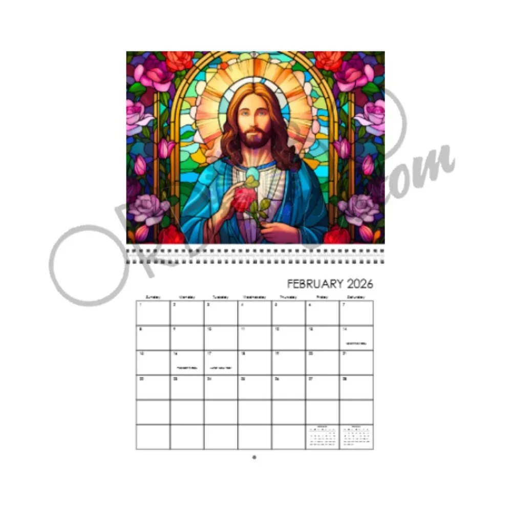 2026 Custom Christian Stain Glass Wall Calendar